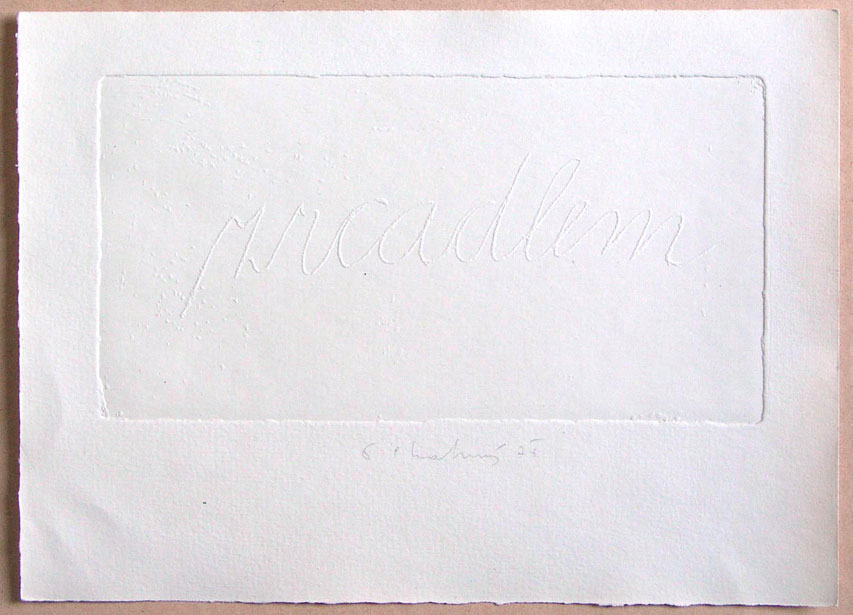 1976, 110×210 mm, reliefní tisk, papír, Zrcadlem, sig.