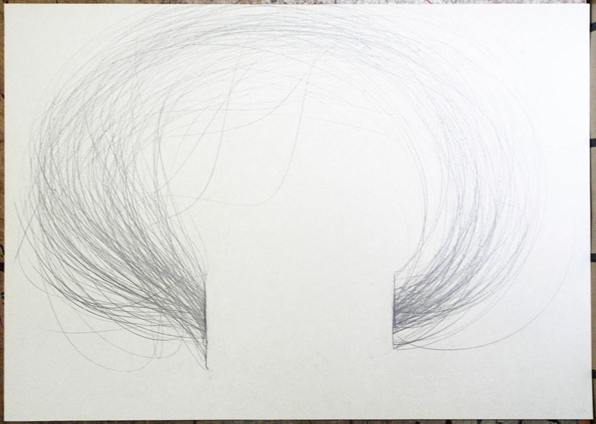 1985, 610×860 mm, tužka, papír, Kresba s překážkami, sig.