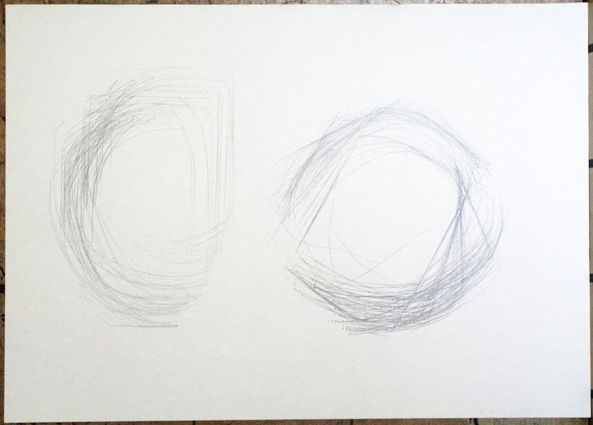1985, 620×880 mm, tužka, papír, Kresba s překážkami, sig.