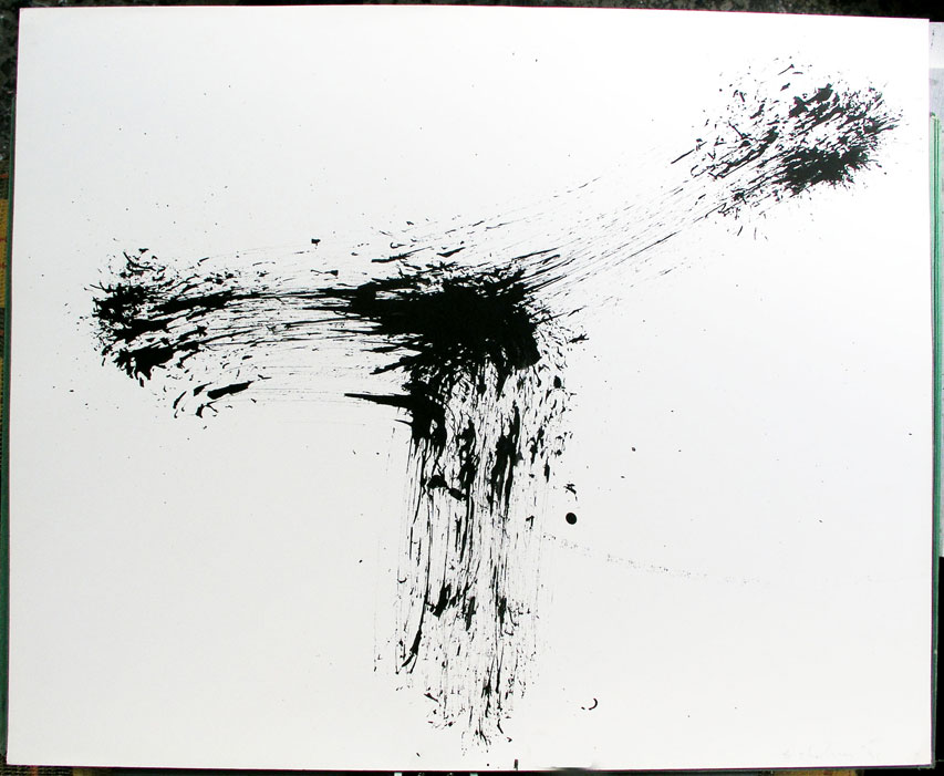 1992, 500×700 mm, akryl, papír, Kresba železnými pilinami magnetem, sig., soukr. sb. 12
