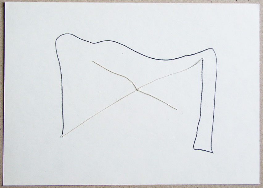 1991, 250×340 mm, tužka, provázek, papír, sig.,líc