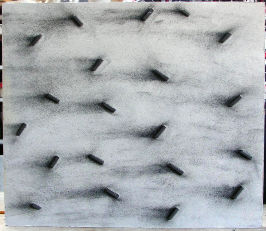 1993, 45×52,5 cm, sololit, uhly, akryl, Body diagonálně, sig.